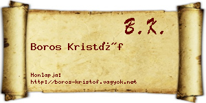 Boros Kristóf névjegykártya